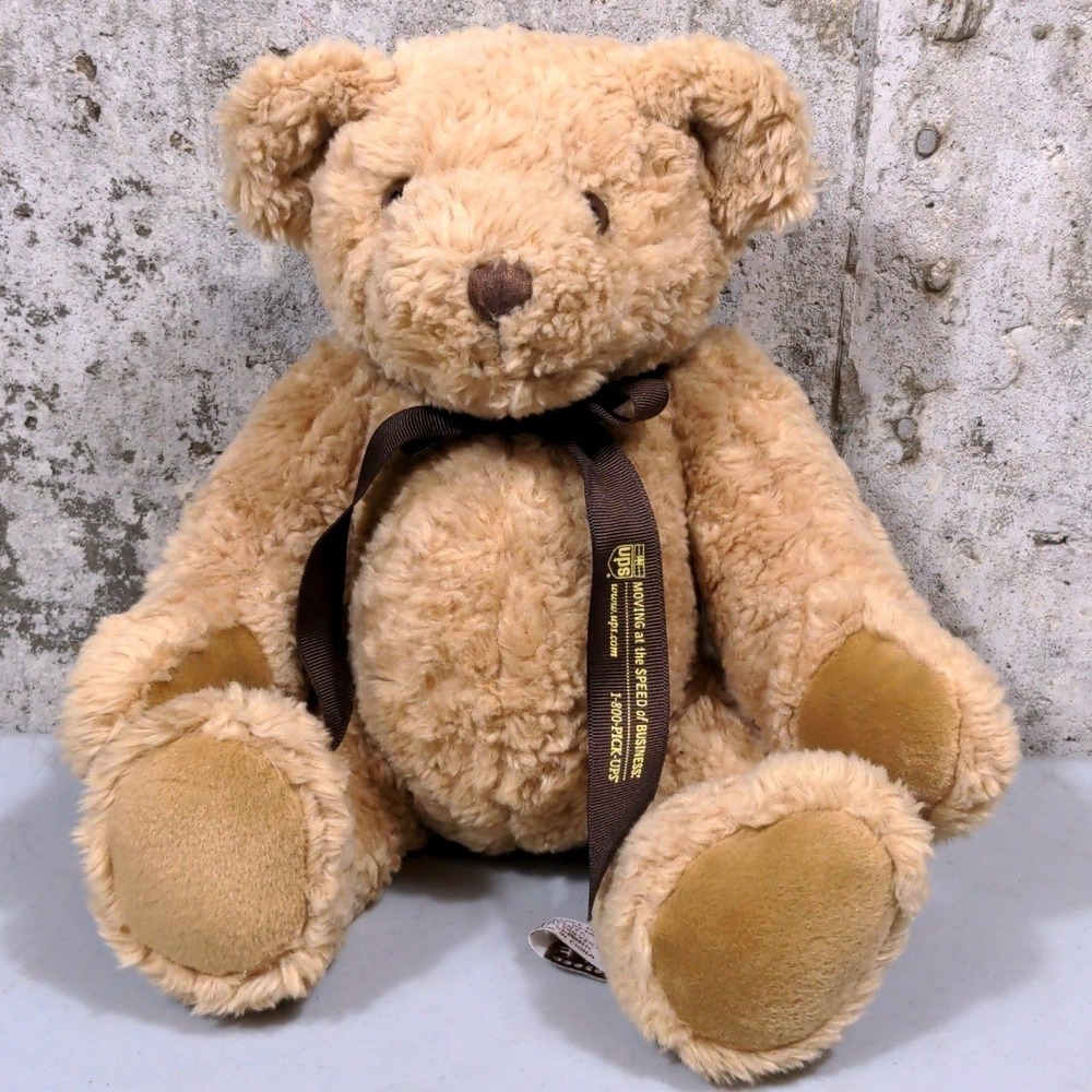 Vtg 90s UPS Teddy Bear Plush 10" Moving at the Speed of Business Employee Promo